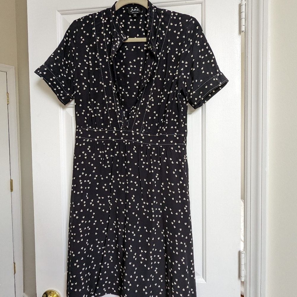 APC navy silk dress sz 38/S